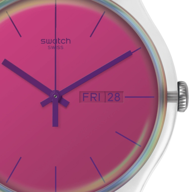 Swatch,Originals 41mm,41mm,Plastic,Pink,Sapphire,Crystal Glass,SUOK717