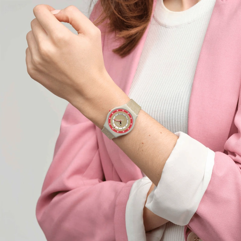Swatch,SKIN 34mm,34mm,Bioceramic,Yellow Tan,Quartz,Round,SS09T102
