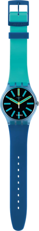 Swatch,MEN'S 41mm,41mm,Plastic,Black,Quartz,Tonneau,Blue,SUOS105