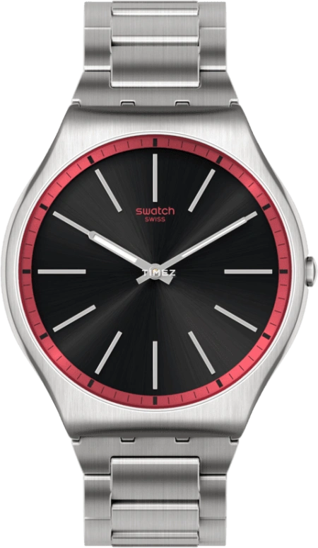 Swatch,Other 42mm,42mm,Stainless Steel,Black,Quartz,Sapphire,Crystal Glass,Round,SS07S129G
