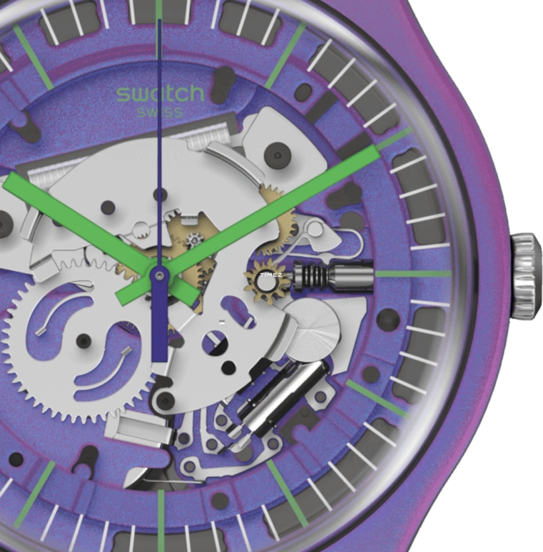 Swatch,Originals 41mm,41mm,Plastic,Transparent,Quartz,Tonneau,Purple,SUOM115