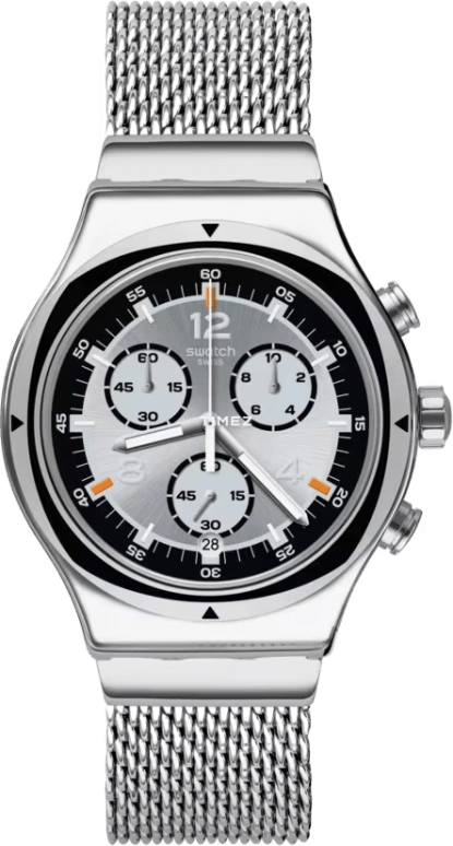 Swatch,IRONY 43mm,43mm,Stainless Steel,Black,Quartz,Chronograph,Day,YVS453M