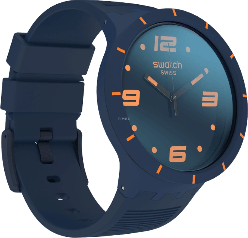 Swatch,THE BOLD 47mm,47mm,Plastic,Blue,Closed,SO27N110