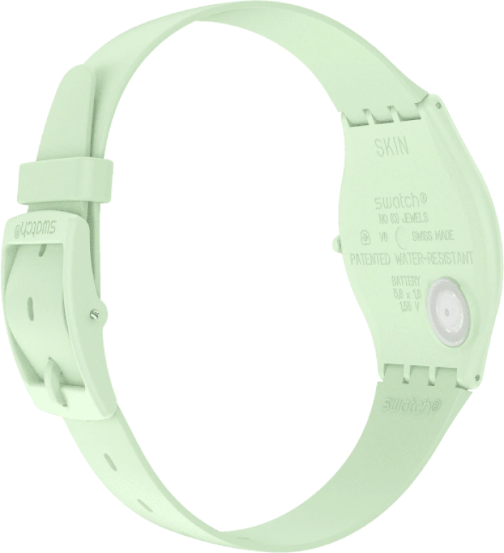 Swatch,SKIN 34mm,34mm,Ceramic,Green,Quartz,Round,Cyan,SS09G101