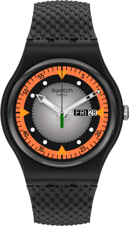 Swatch,Other 41mm,41mm,Bio-sourced,Grey,Orange,Quartz,Sapphire,Crystal Glass,Round,SO29B701