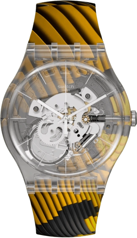 Swatch,Other 41mm,41mm,Plastic,Transparent,Quartz,Tonneau,SUOK145,SUOK145-002