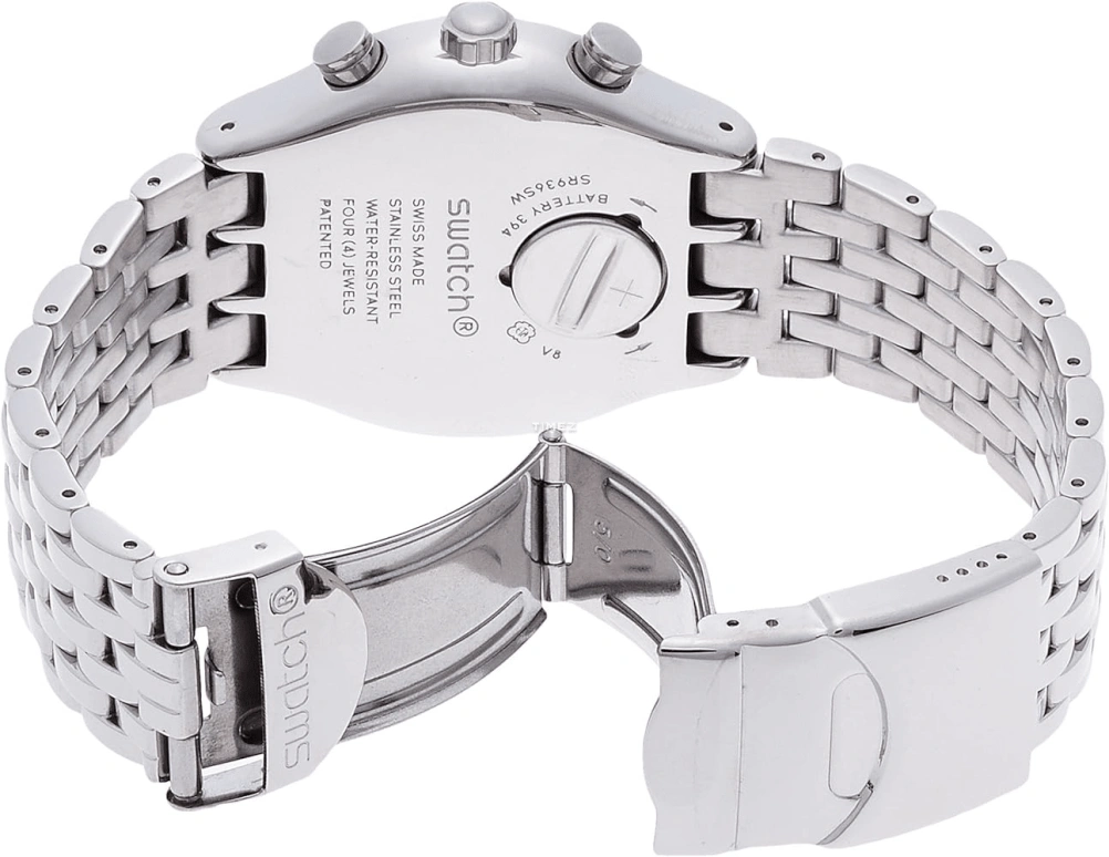 Swatch,Other 43mm,43mm,Stainless Steel,Black,Quartz,Chronograph,Day,YVS419G