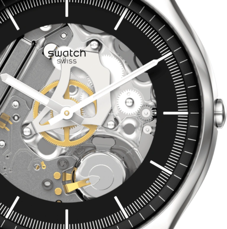 Swatch,SKIN 42mm,42mm,Stainless Steel,Black,Quartz,Round,Silver,SS07S115