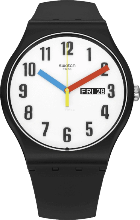 Swatch,Originals 41mm,41mm,Plastic,White,Quartz,Date,Day,SUOB728