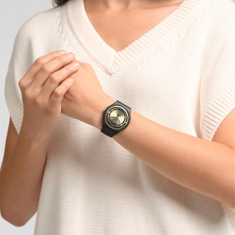 Swatch,Originals 41mm,41mm,Bioceramic,Green,Quartz,Round,Black,SO32B117
