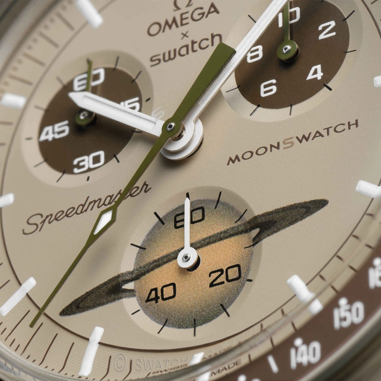 Swatch,MoonSwatch 42mm,42mm,Bioceramic,Beige,Quartz,Chronograph,Rattrapante,Sam Nivola,SO33T100