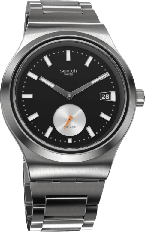 Swatch,IRONY 42mm,42mm,Stainless Steel,Black,Sapphire,Crystal Glass,Open,SY23S406G