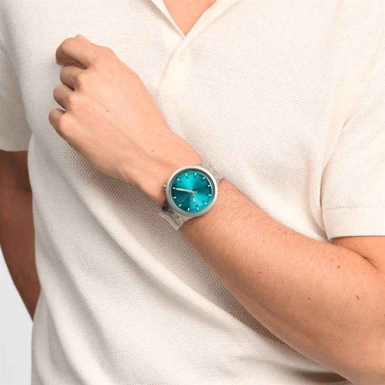 Swatch,Other 47mm,47mm,Stainless Steel,Green,Quartz,Sapphire,Crystal Glass,Round,SB07S100G
