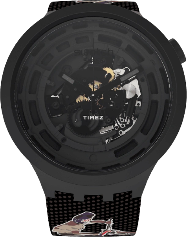 Swatch,Other 47mm,47mm,Bioceramic,Black,Quartz,Sapphire,Crystal Glass,Round,SB03B100F
