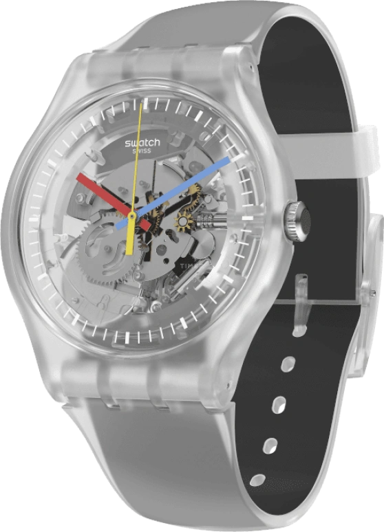 Swatch,Originals 41mm,41mm,Plastic,Skeleton,Quartz,Round,Transparent,SUOK157