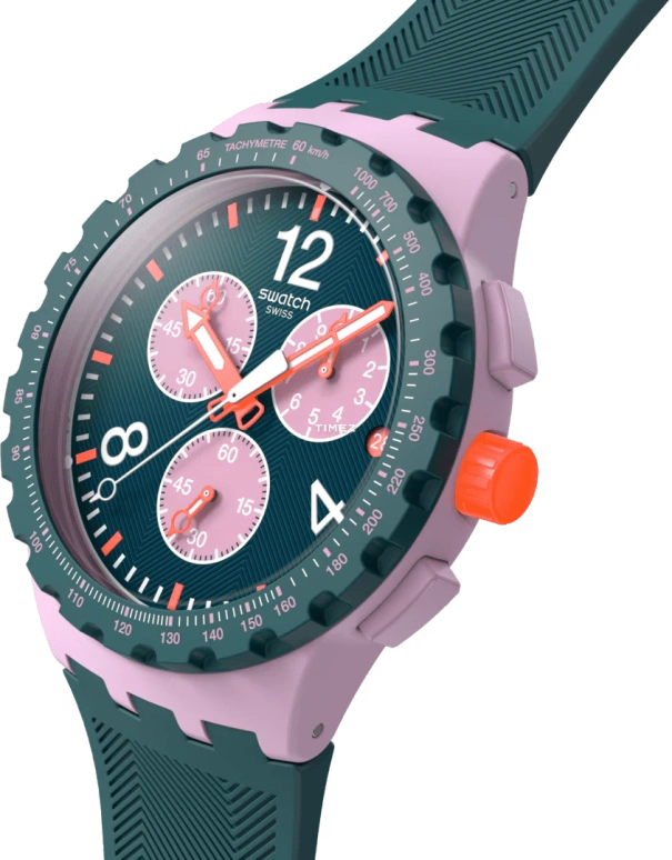 Swatch,Originals 42mm,42mm,Composite,Green,Pink,Quartz,Chronograph,Day,SUSP400