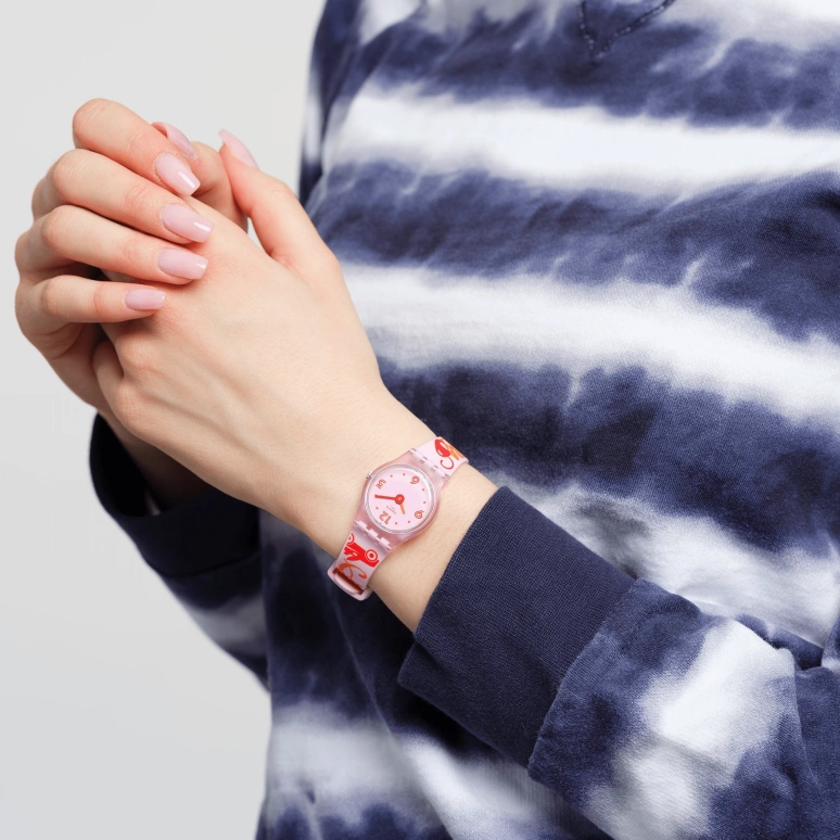 Swatch,IRONY 25mm,25mm,Plastic,Pink,Open,LP164