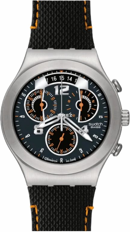 Swatch,Other 40mm,40mm,Stainless Steel,Black,Quartz,Chronograph,Day,YCS514