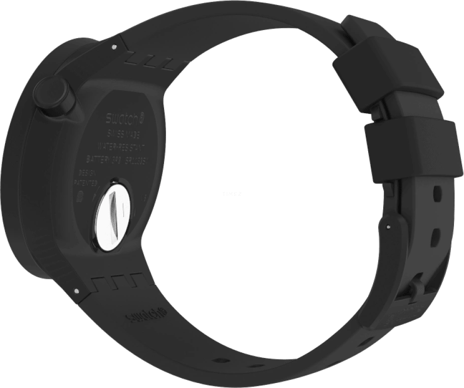 Swatch,Other 47mm,47mm,Bioceramic,Black,Skeleton,Quartz,Sapphire,Crystal Glass,Round,SB03B100