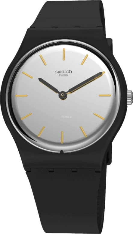 Swatch,Originals 34mm,34mm,Plastic,Grey,Quartz,Round,Black,GB325