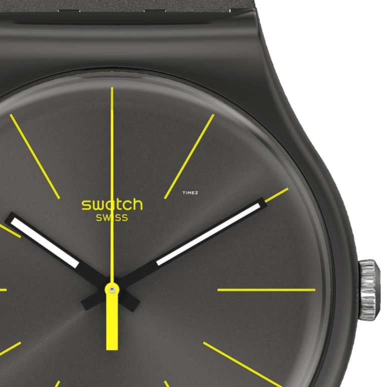 Swatch,Originals 41mm,41mm,Plastic,Black,Quartz,Day,Tonneau,SUOB404
