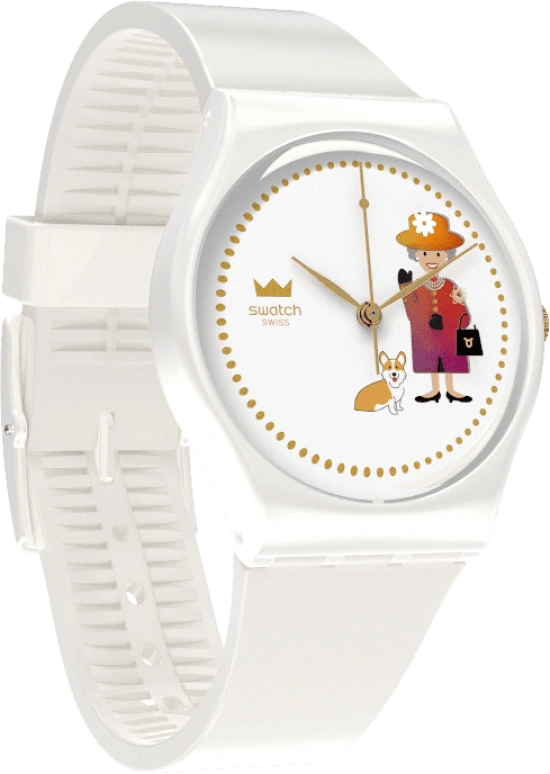 Swatch,Other 34mm,34mm,Plastic,White,Sapphire,Crystal Glass,GZ711