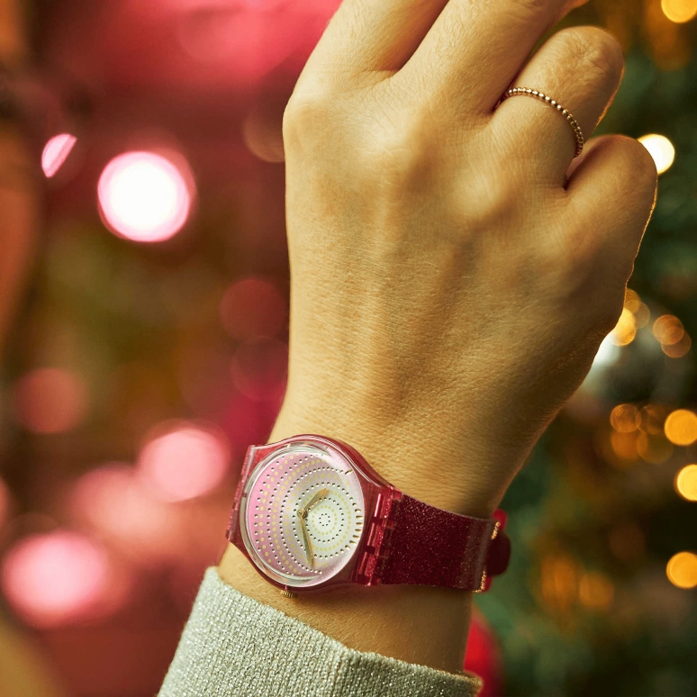 Swatch,Originals 34mm,34mm,Plastic,Pink,Sapphire,Crystal Glass,GP169
