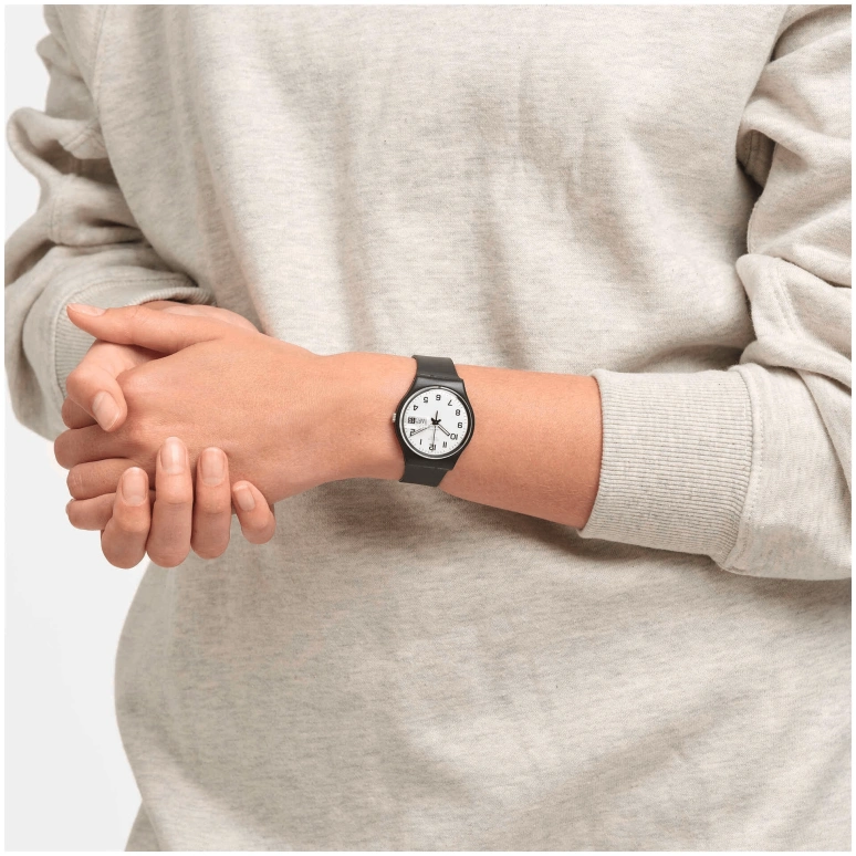 Swatch,Originals 34mm,34mm,Plastic,White,Quartz,Date,Day,GB743,GB743-S26