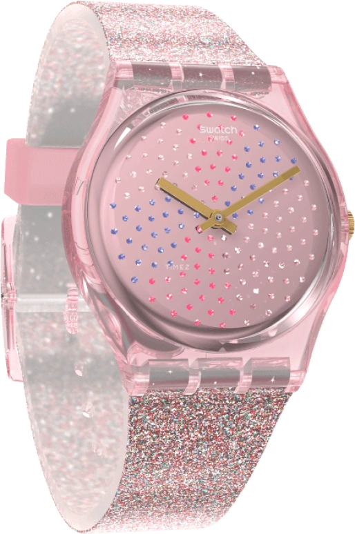 Swatch,Originals 34mm,34mm,Plastic,Pink,Sapphire,Crystal Glass,GP168