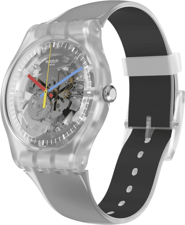 Swatch,Originals 41mm,41mm,Plastic,Skeleton,Quartz,Round,Transparent,SUOK157