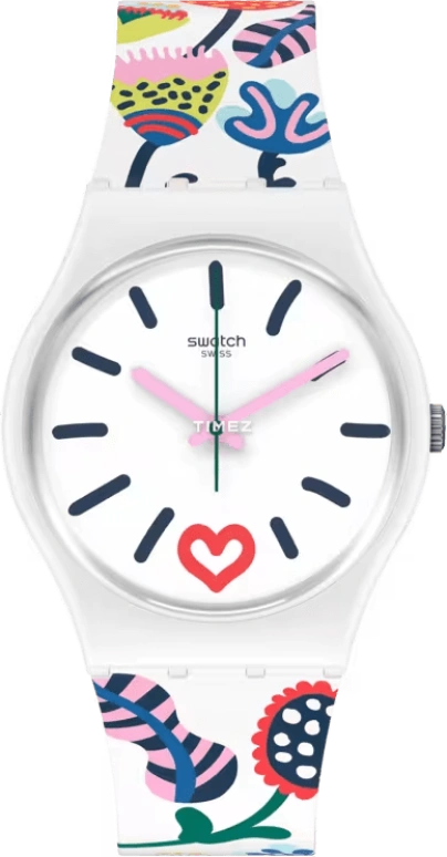 Swatch,Originals 34mm,34mm,Plastic,White,Quartz,Tonneau,Transparent,GW213