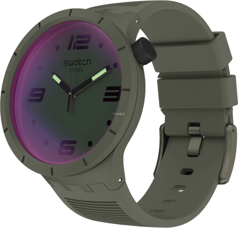 Swatch,THE BOLD 47mm,47mm,Plastic,Green,Sapphire,Crystal Glass,SO27M105