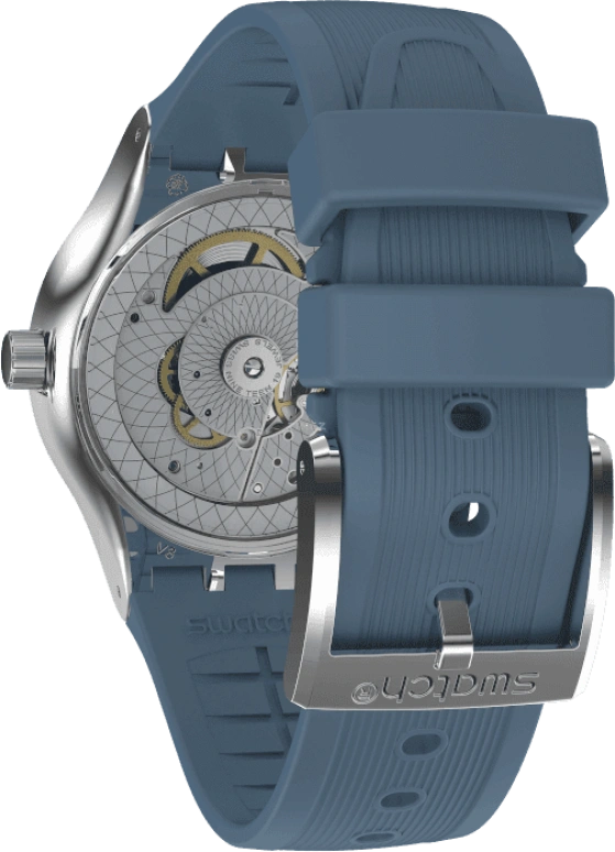 Swatch,IRONY 42mm,42mm,Stainless Steel,Blue,Open,YIS430