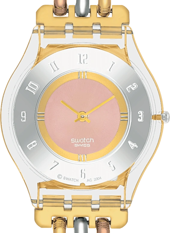 Swatch,SKIN 34mm,34mm,Bio-sourced,Silver,Pink,Quartz,Glass,Round,SS08K101B