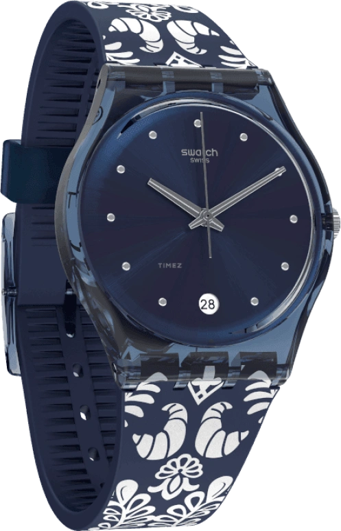 Swatch,Originals 34mm,34mm,Plastic,Blue,GN413