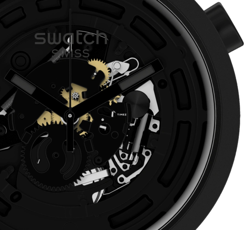 Swatch,THE BOLD 44.80mm,44.80mm,Bioceramic,Ceramic,Black,Quartz,SB03B100C