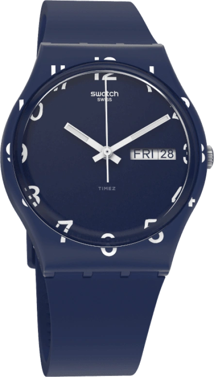 Swatch,Originals 39.20mm,39.20mm,Plastic,Blue,Sapphire,Crystal Glass,Closed,GN726
