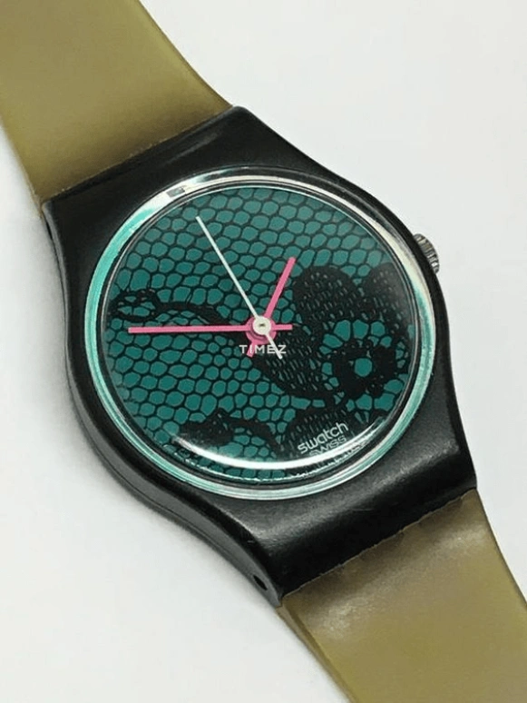 Swatch,Other 25mm,25mm,Plastic,Green,Quartz,Sapphire,Glass,Tonneau,LB108