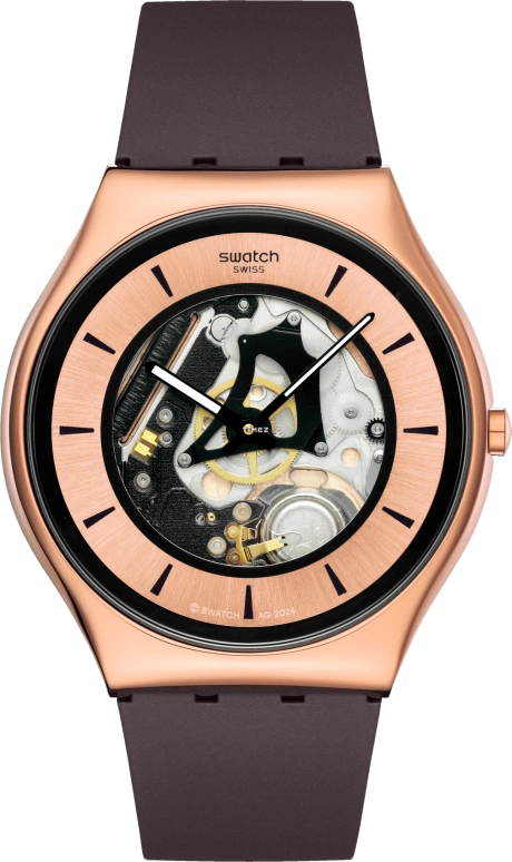 Swatch,Swatch Essentials 42mm,42mm,Stainless Steel,Rose Gold,Quartz,Round,SS07G107