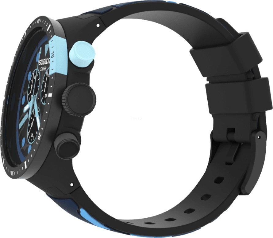 Swatch,THE BOLD 47mm,47mm,Plastic,Black,Sapphire,Crystal Glass,Closed,SB02B408