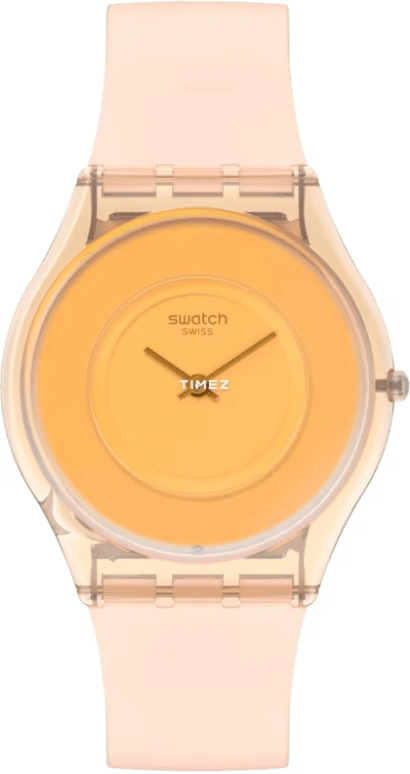 Swatch,Other 34mm,34mm,Bio-sourced,Orange,Quartz,Sapphire,Crystal Glass,Round,SS08P102