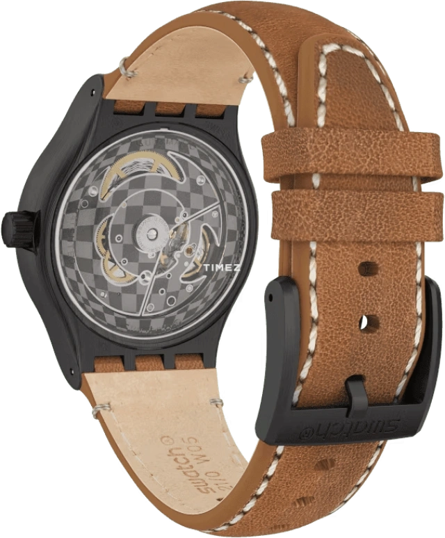 Swatch,IRONY 42mm,42mm,Stainless Steel,Black,Automatic,Day,Tonneau,YIB402