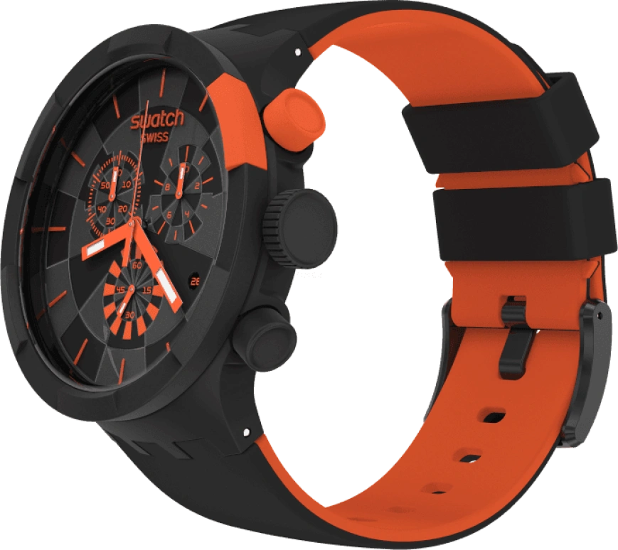 Swatch,THE BOLD 47mm,47mm,Plastic,Black,Sapphire,Crystal Glass,SB02B402