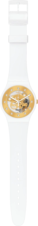 Swatch,Other 41mm,41mm,Bio-sourced,White,Gold,Skeleton,Quartz,Sapphire,Crystal Glass,Round,SO29W105,SO29W105-S14