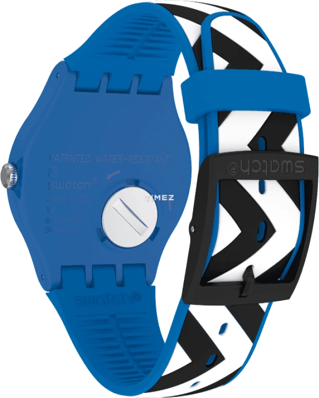 Swatch,Originals 41mm,41mm,Plastic,Black,Blue,Quartz,Tonneau,Blue,SUOS111