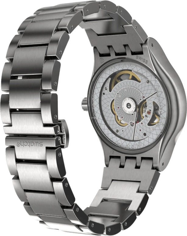 Swatch,IRONY 42mm,42mm,Stainless Steel,Black,Sapphire,Crystal Glass,Open,SY23S406G