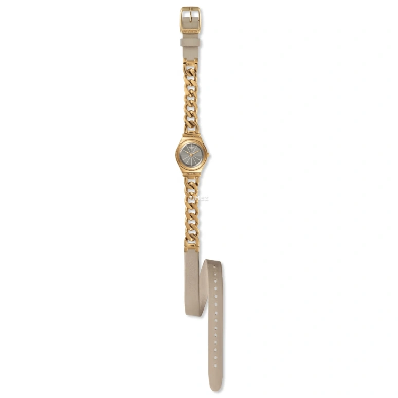Swatch,Other 25mm,25mm,Stainless Steel,Grey,Quartz,Tonneau,Gold,YSG139
