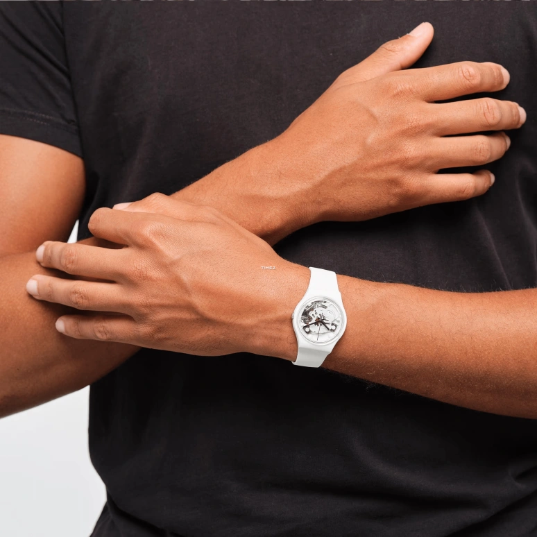 Swatch,Originals 34mm,34mm,Bioceramic,White,Quartz,Tonneau,SO31W102