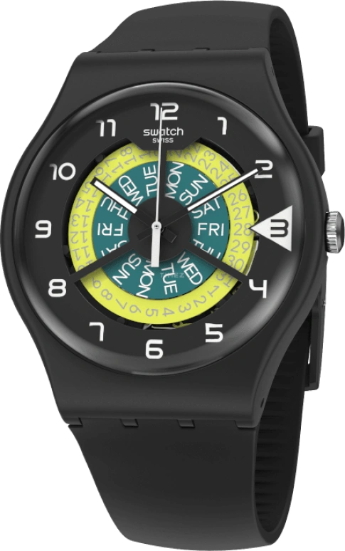 Swatch,Originals 41mm,41mm,Plastic,Black,Sapphire,Crystal Glass,Closed,SUOB732