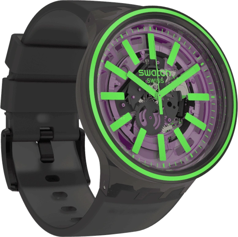 Swatch,THE BOLD 47mm,47mm,Plastic,Purple,SO27B113